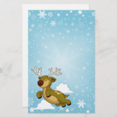 クリスマス飛んでいるトナカイのスクラップブック紙 便箋 (正面/裏面)