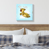 クリスマス飛んでいるトナカイ キャンバスプリント (インサイチュ (寝室))