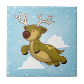 クリスマス飛んでいるトナカイ タイル (正面)