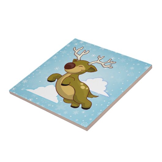 クリスマス飛んでいるトナカイ タイル (側面)