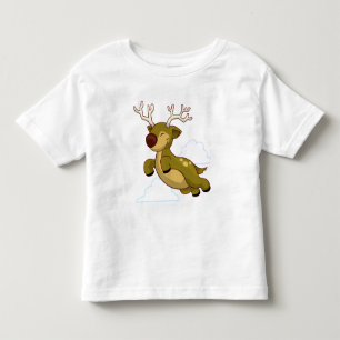 クリスマス飛んでいるトナカイ トドラーTシャツ