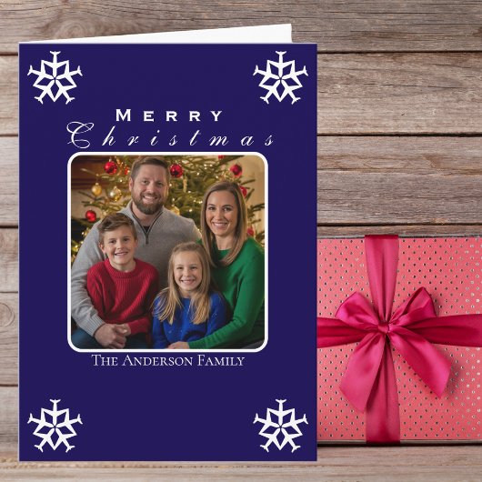 クリスマス飛行機スノーフレークフォトおもしろいカスタム カード