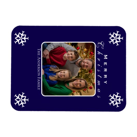 クリスマス飛行機スノーフレークフォトおもしろいカスタム マグネット (横)