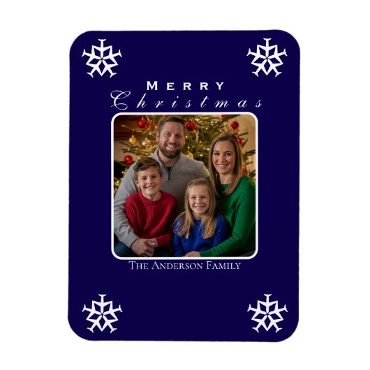 クリスマス飛行機スノーフレークフォトおもしろいカスタム マグネット (縦)