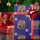 クリスマス飛行機スノーフレークフォトおもしろいカスタム ラッピングペーパー