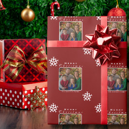 クリスマス飛行機スノーフレークフォトおもしろいカスタム ラッピングペーパー