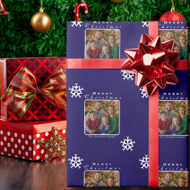 クリスマス飛行機スノーフレークフォトおもしろいカスタム ラッピングペーパー