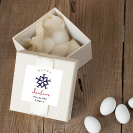 クリスマス飛行機スノーフレークミニマリスト航空 スクエアシール