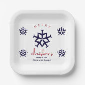 クリスマス飛行機スノーフレークミニマリスト航空 ペーパープレート (正面)