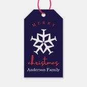 クリスマス飛行機スノーフレーク写真おもしろい航空 ギフトタグ (正面)