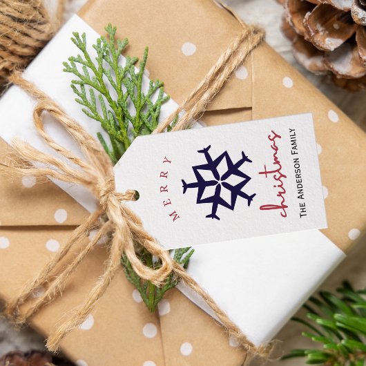 クリスマス飛行機スノーフレーク写真おもしろい航空 ギフトタグ