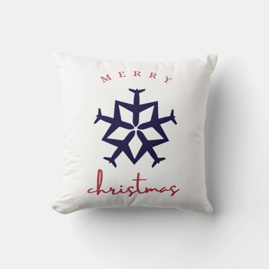 クリスマス飛行機スノーフレーク写真おもしろい航空 クッション (正面)