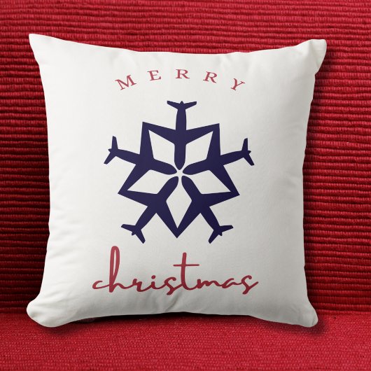 クリスマス飛行機スノーフレーク写真おもしろい航空 クッション