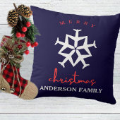 クリスマス飛行機スノーフレーク写真おもしろい航空 クッション
