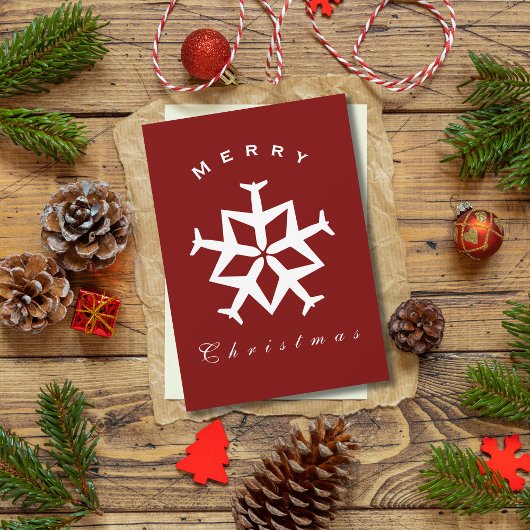 クリスマス飛行機スノーフレーク写真おもしろい航空 シーズンカード