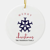 クリスマス飛行機スノーフレーク写真おもしろい航空 セラミックオーナメント (正面)