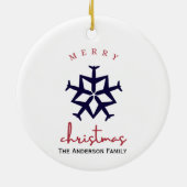 クリスマス飛行機スノーフレーク写真おもしろい航空 セラミックオーナメント (裏面)