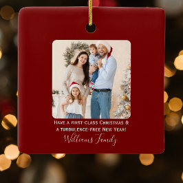 クリスマス飛行機スノーフレーク写真おもしろい航空 セラミックオーナメント