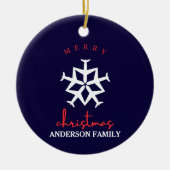 クリスマス飛行機スノーフレーク写真おもしろい航空 セラミックオーナメント (正面)