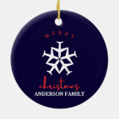 クリスマス飛行機スノーフレーク写真おもしろい航空 セラミックオーナメント (裏面)