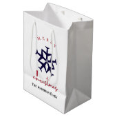 クリスマス飛行機スノーフレーク写真おもしろい航空 ミディアムペーパーバッグ (正面アングル)