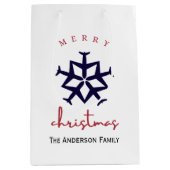 クリスマス飛行機スノーフレーク写真おもしろい航空 ミディアムペーパーバッグ (正面)