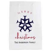 クリスマス飛行機スノーフレーク写真おもしろい航空 ミディアムペーパーバッグ (裏面)