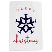 クリスマス飛行機スノーフレーク写真おもしろい航空 ミディアムペーパーバッグ (正面)