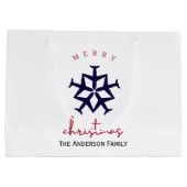 クリスマス飛行機スノーフレーク写真おもしろい航空 ラージペーパーバッグ (裏面)