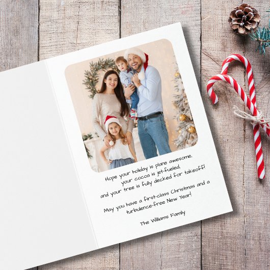 クリスマス飛行機スノーフレーク写真おもしろい航空 箔カード