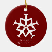 クリスマス飛行機スノーフレーク写真モダン航空 セラミックオーナメント (正面)