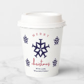 クリスマス飛行機モダンスノーフレークかわいい航空 紙コップ (正面)