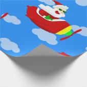 クリスマス飛行機飛行機パイロットサンタ雲 ラッピングペーパー (角)