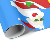 クリスマス飛行機飛行機パイロットサンタ雲 ラッピングペーパー (ロールコーナー)