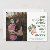 クリスマス食べクッキー飲み物のワイメリーン写真 シーズンカード (正面)