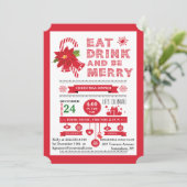 クリスマス食べタイポグラフィビーメリーパーティの招待状 招待状 (スタンド正面)