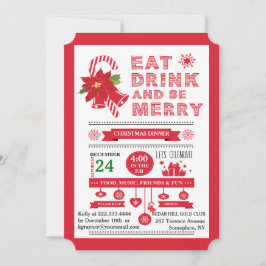 クリスマス食べタイポグラフィビーメリーパーティの招待状 招待状