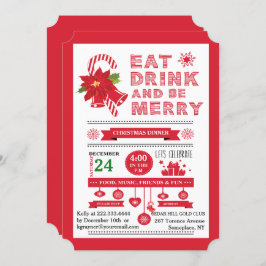 クリスマス食べタイポグラフィビーメリーパーティの招待状 招待状