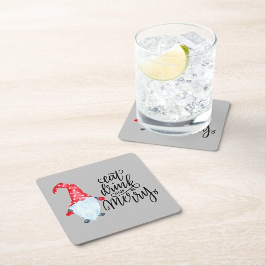 クリスマス食べ格言ドリンクメリービー スクエアペーパーコースター (インサイチュ)