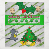 クリスマス食品・飲料ラベルセットネズミ ワインラベル (シングルラベル)