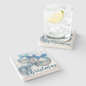 クリスマス飲み物用コースターオーナメントウィンタースノーフレーク ストーンコースター (横)