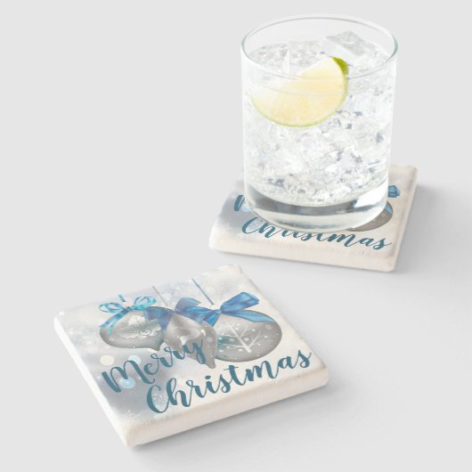 クリスマス飲み物用コースターオーナメントウィンタースノーフレーク ストーンコースター (横)