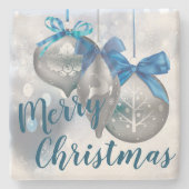 クリスマス飲み物用コースターオーナメントウィンタースノーフレーク ストーンコースター (正面)