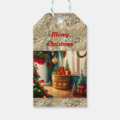 クリスマス飾お祭り用の伝統的部屋 ギフトタグ (正面)