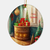 クリスマス飾お祭り用の伝統的部屋 セラミックオーナメント (左)
