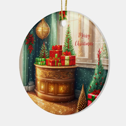 クリスマス飾お祭り用の伝統的部屋 セラミックオーナメント (左)