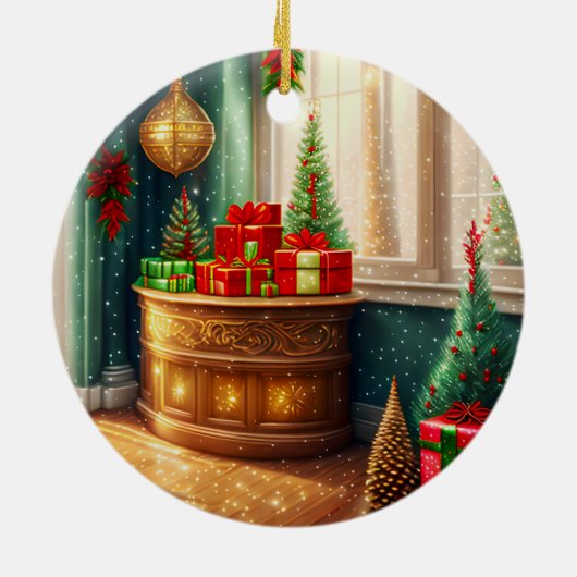 クリスマス飾お祭り用の伝統的部屋 セラミックオーナメント (裏面)