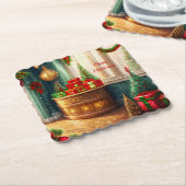 クリスマス飾お祭り用の伝統的部屋 ペーパーコースター (アングル)