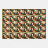 クリスマス飾お祭り用の伝統的部屋 ラッピングペーパーシート (正面2)