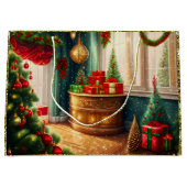 クリスマス飾お祭り用の伝統的部屋 ラージペーパーバッグ (正面)